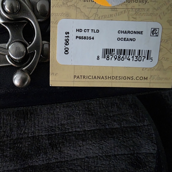 LEATHER PATRICIA NASH Elegant Navy Blue Floral Embossed Handbag NWT NO CALLOUTS - Picture 2 of 8